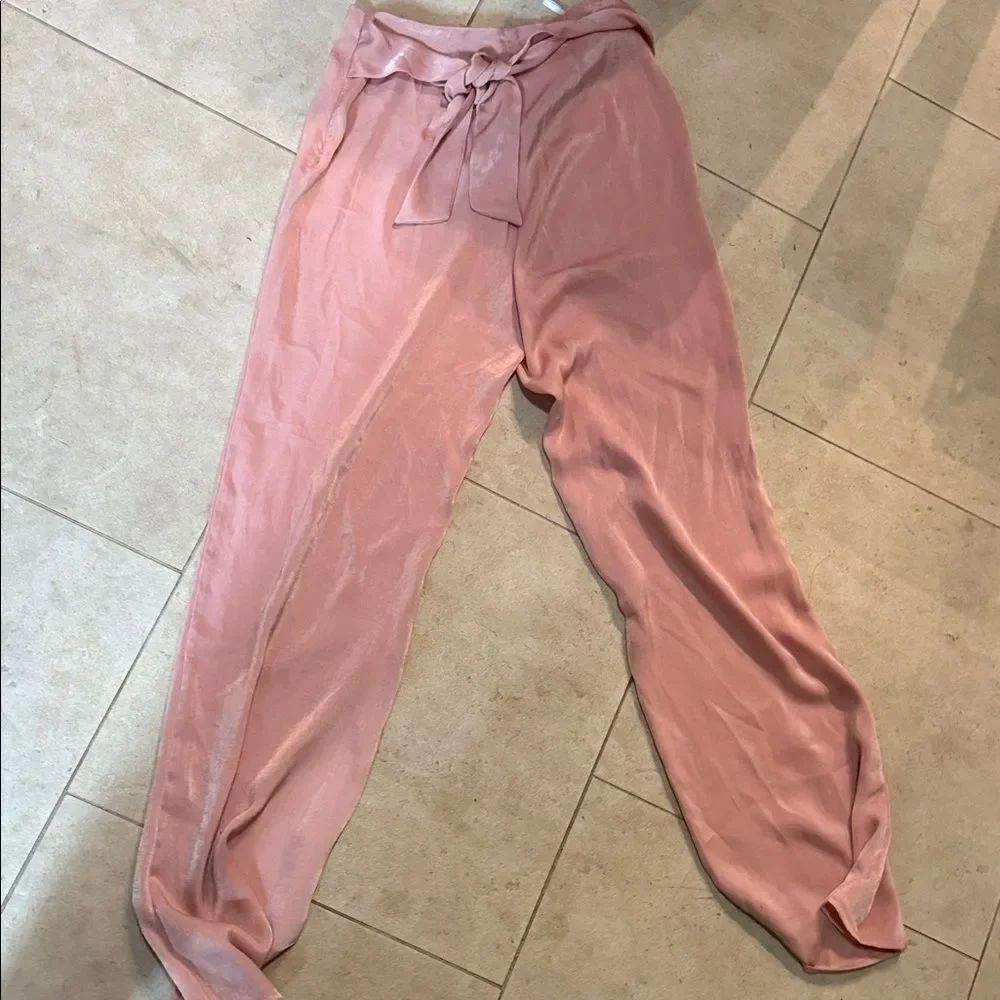 Elegant Pink Women's Pants Belted and Zip Up Closure - Size Small NWOT